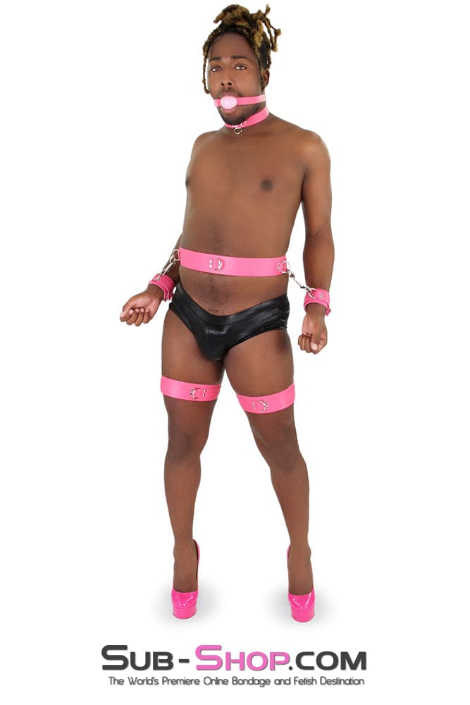 7238A-SIS      Hot Pink Sissy Leather Thigh Cuffs Sissy   , Sub-Shop.com Bondage and Fetish Superstore