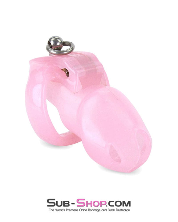 7265M      Sissy’s Clitty Leash Locking Pink Chastity with Lead Ring, Large Base Cock Ring Size Chastity   , Sub-Shop.com Bondage and Fetish Superstore