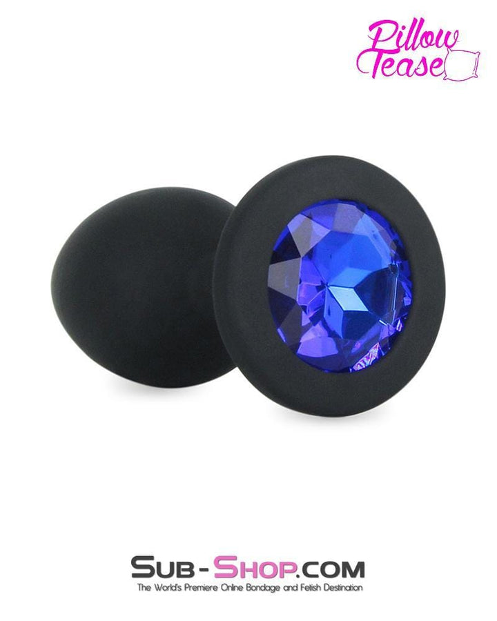 7296M      Mini Black Silicone Butt Plug with Sapphire Crystal - LAST CHANCE - Final Closeout! MEGA Deal   , Sub-Shop.com Bondage and Fetish Superstore