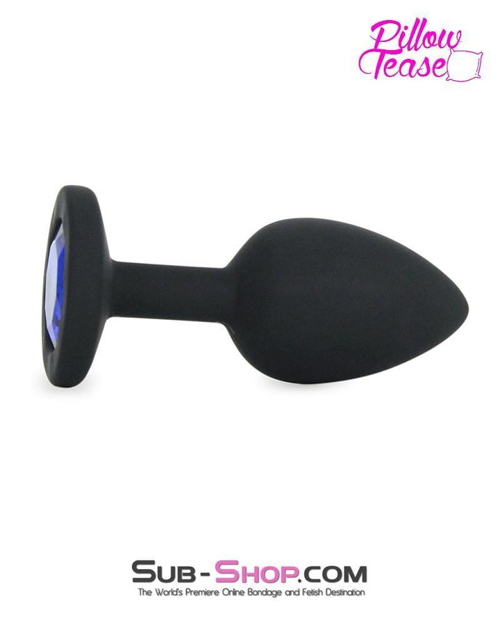 7296M      Mini Black Silicone Butt Plug with Sapphire Crystal - LAST CHANCE - Final Closeout! MEGA Deal   , Sub-Shop.com Bondage and Fetish Superstore