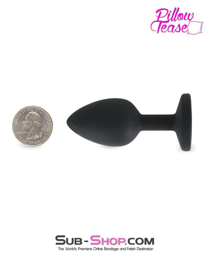 7296M      Mini Black Silicone Butt Plug with Sapphire Crystal - LAST CHANCE - Final Closeout! MEGA Deal   , Sub-Shop.com Bondage and Fetish Superstore