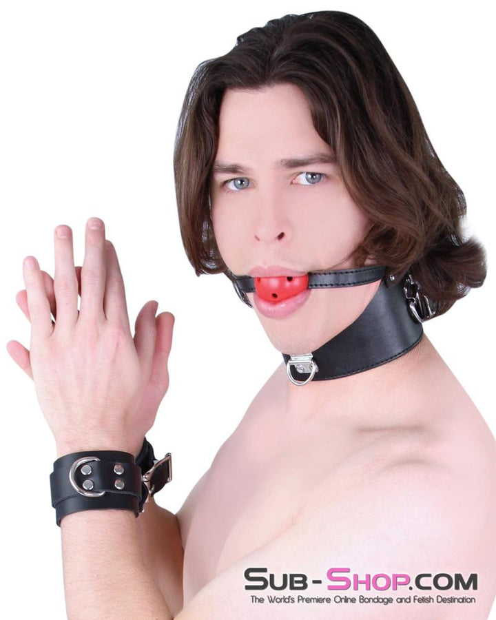 7326MQ      Black Posture Collar with Breather Gag - MEGA Deal MEGA Deal   , Sub-Shop.com Bondage and Fetish Superstore