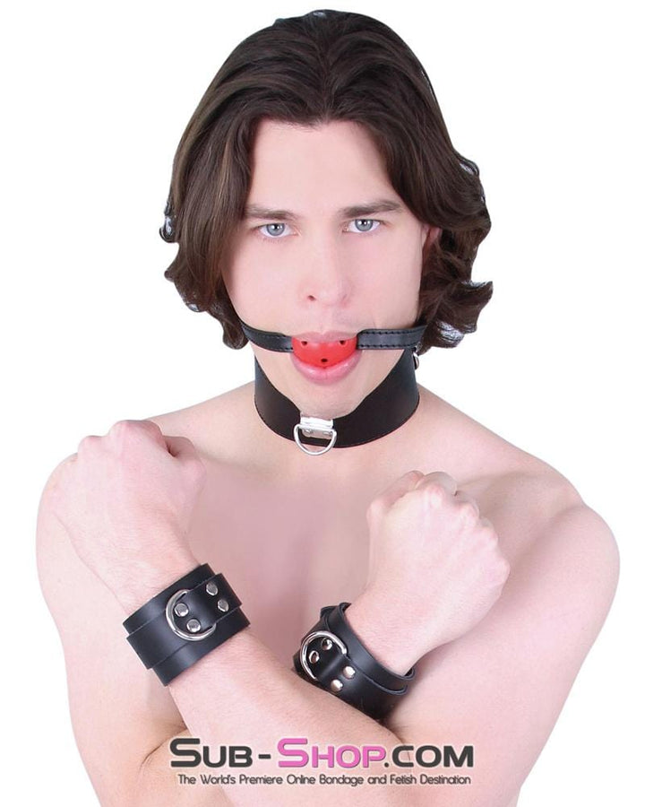 7326MQ      Black Posture Collar with Breather Gag - MEGA Deal MEGA Deal   , Sub-Shop.com Bondage and Fetish Superstore