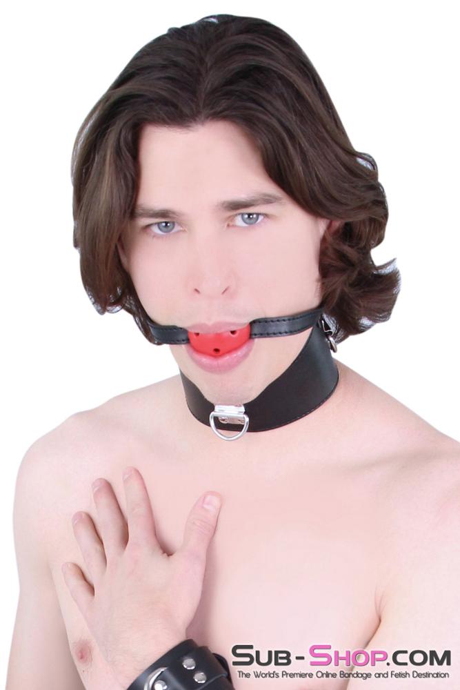 7326MQ      Black Posture Collar with Breather Gag - MEGA Deal MEGA Deal   , Sub-Shop.com Bondage and Fetish Superstore