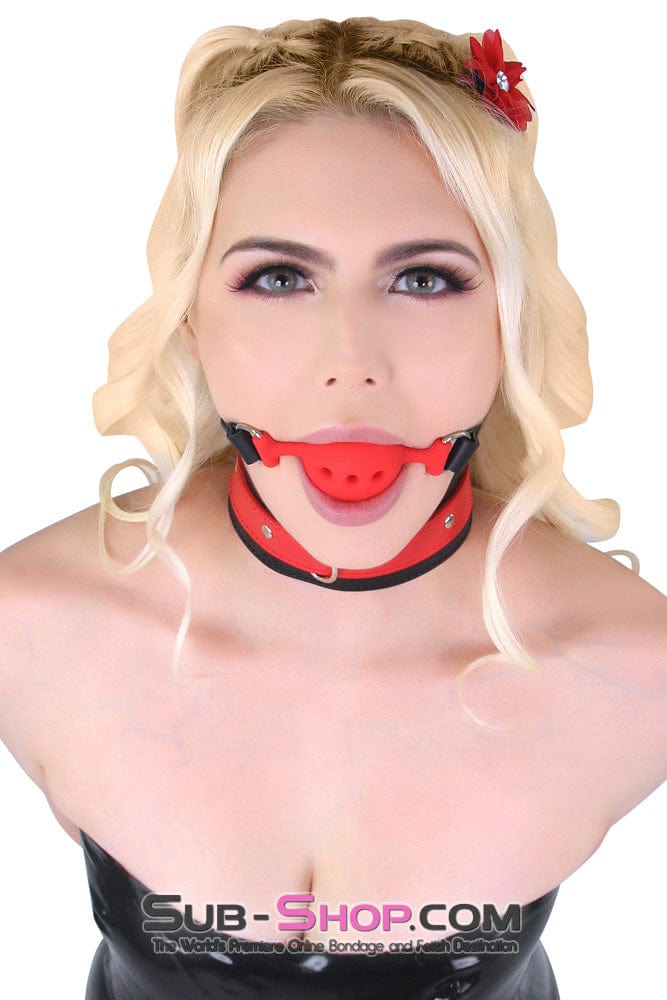 7367A      Medium Red Silicone Ball Gag with Breather Holes Ballgag   , Sub-Shop.com Bondage and Fetish Superstore