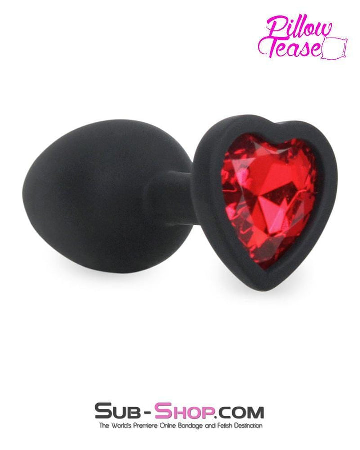 7382M      Small Black Silicone Butt Plug with Red Heart Gem - LAST CHANCE - Final Closeout! MEGA Deal   , Sub-Shop.com Bondage and Fetish Superstore