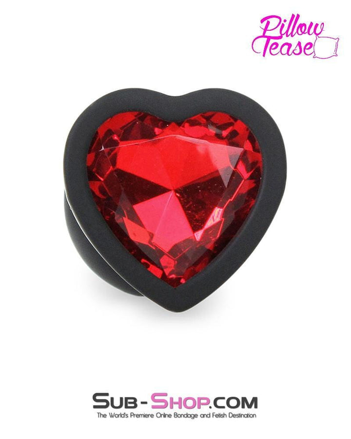 7382M      Small Black Silicone Butt Plug with Red Heart Gem - LAST CHANCE - Final Closeout! MEGA Deal   , Sub-Shop.com Bondage and Fetish Superstore