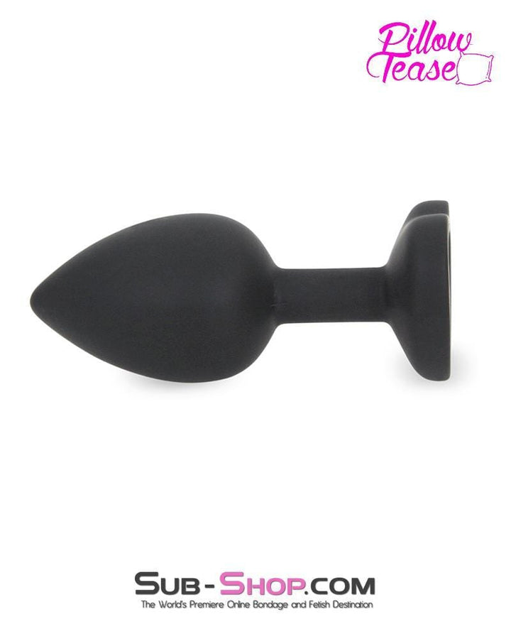 7382M      Small Black Silicone Butt Plug with Red Heart Gem - LAST CHANCE - Final Closeout! MEGA Deal   , Sub-Shop.com Bondage and Fetish Superstore