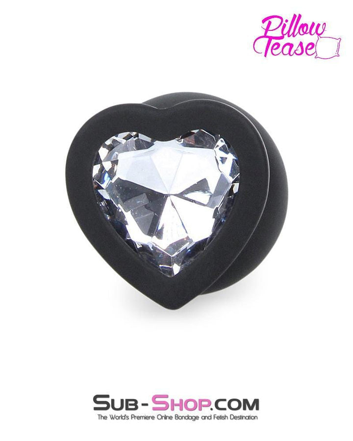 7383M      Medium Black Silicone Butt Plug with Diamond Heart Gem - LAST CHANCE - Final Closeout! MEGA Deal   , Sub-Shop.com Bondage and Fetish Superstore