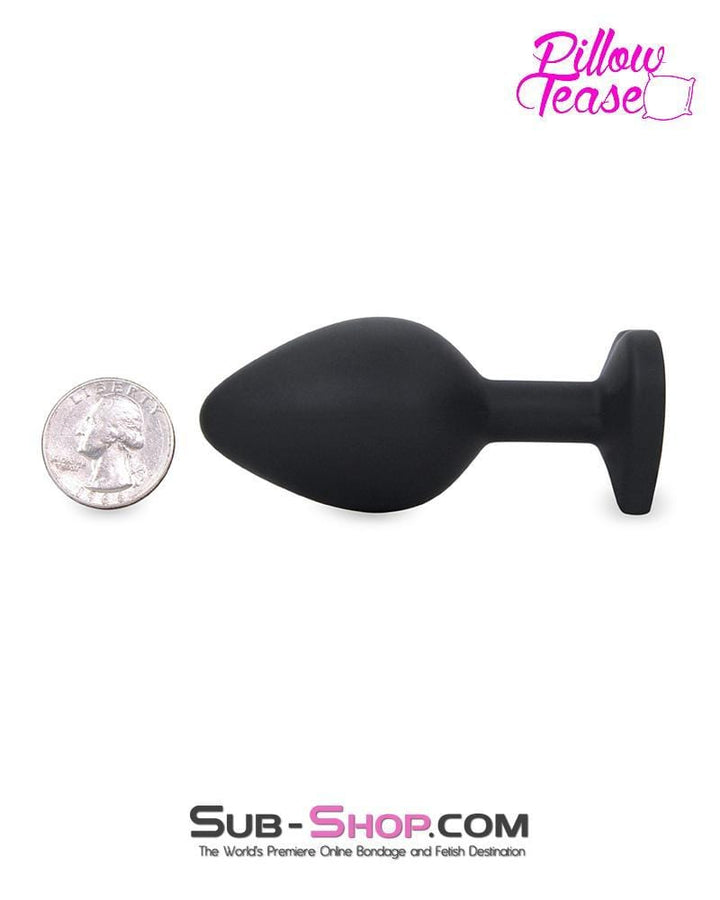 7383M      Medium Black Silicone Butt Plug with Diamond Heart Gem - LAST CHANCE - Final Closeout! MEGA Deal   , Sub-Shop.com Bondage and Fetish Superstore