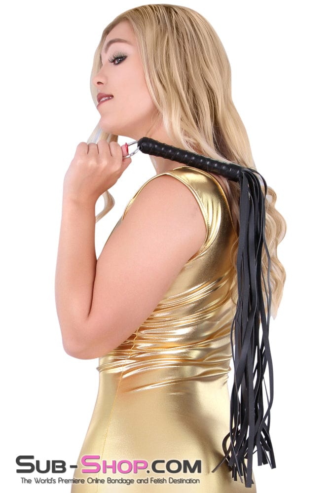 7797DL      Heavyweight 24" Rubberized Leatherette Flogger Whip with Hanging Ring Whip   , Sub-Shop.com Bondage and Fetish Superstore