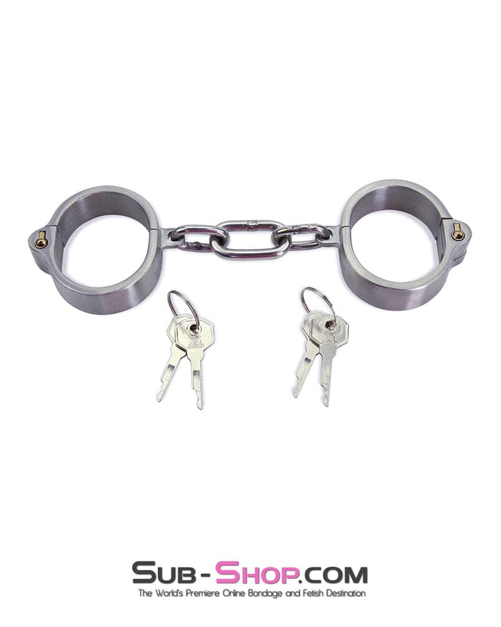 7806M      Captive Slave Chromed Steel Wrist Cuffs, Small / Medium Steel Bondage   , Sub-Shop.com Bondage and Fetish Superstore