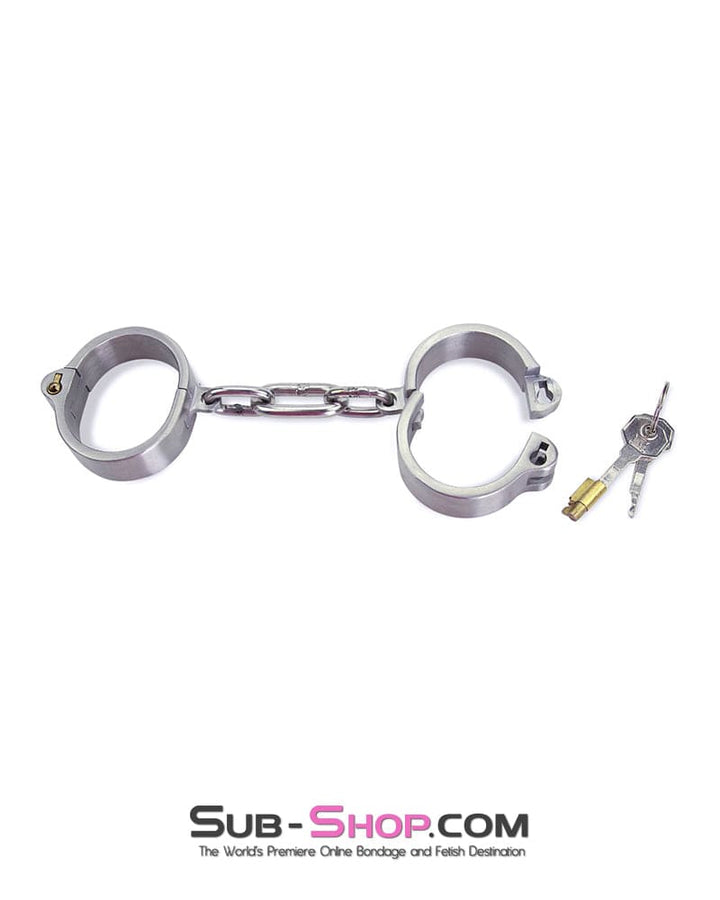 7806M      Captive Slave Chromed Steel Wrist Cuffs, Small / Medium Steel Bondage   , Sub-Shop.com Bondage and Fetish Superstore