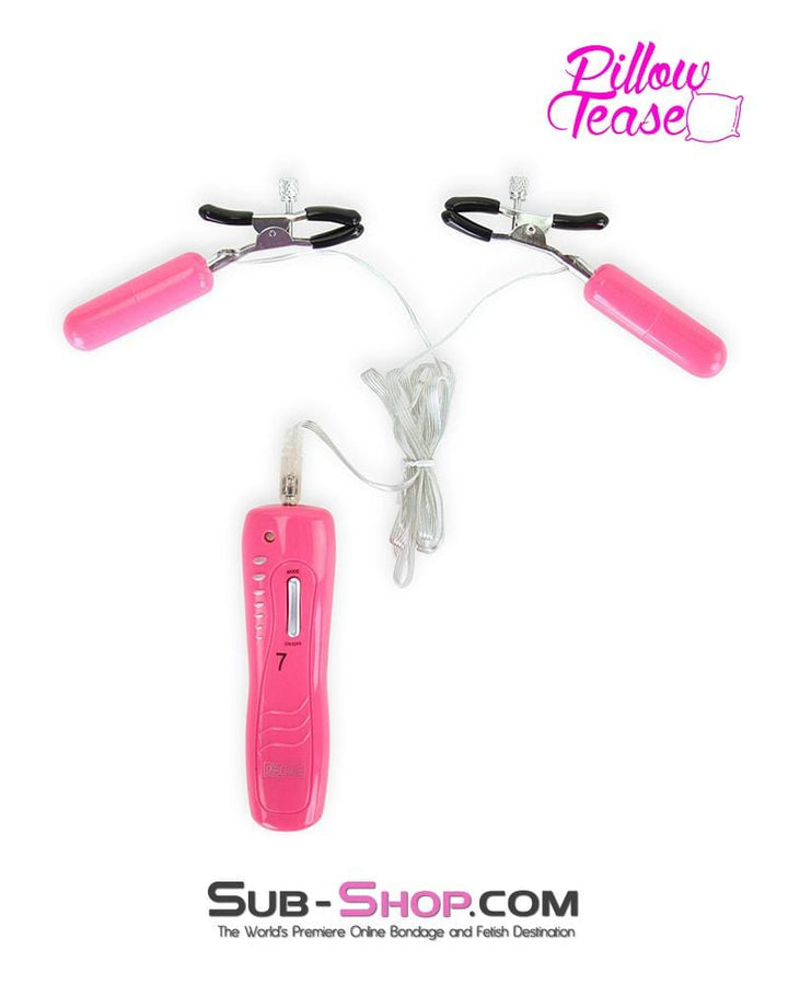 7807M      7 Function Vibrating Pink Nipple Clamps Set - MEGA Deal MEGA Deal   , Sub-Shop.com Bondage and Fetish Superstore