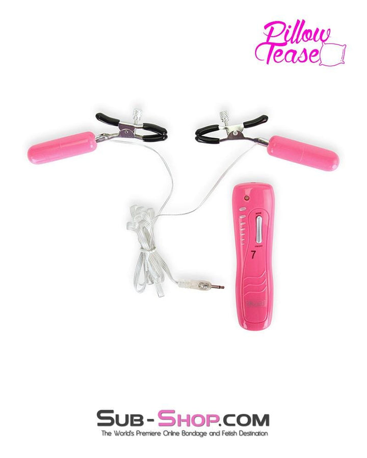 7807M-SIS      Pretty Sissy Clitty Clamps Feminization BDSM Training 7 Function Vibrating Pink Nipples, Cock or Balls Clamp Set Sissy   , Sub-Shop.com Bondage and Fetish Superstore