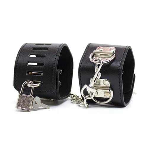 7847M      Locking 3-Ring Cuffs with Connection Chain Cuffs   , Sub-Shop.com Bondage and Fetish Superstore