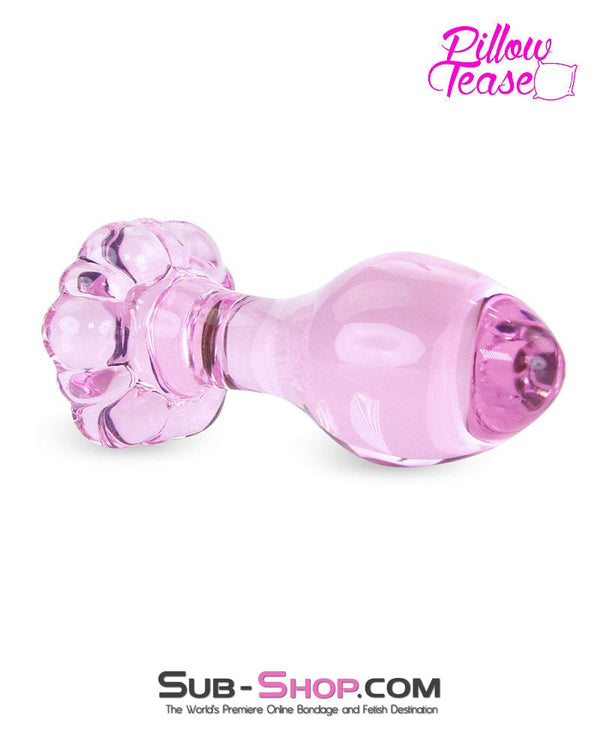 7861M      Flower Power Pink Glass Beginner Butt Plug Butt Plug   , Sub-Shop.com Bondage and Fetish Superstore