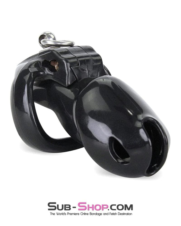 7790M Black Cock Cuff Lead Ring Medium Chastity Cage with Small Cock and Balls Cuff Chastity , Sub-Shop.com Bondage and Fetish Superstore