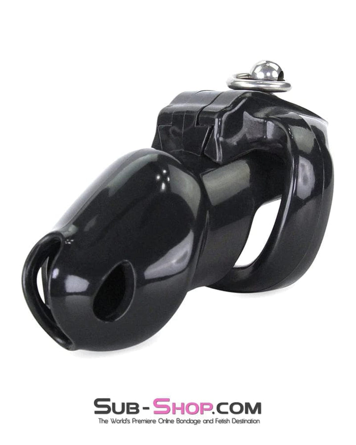 7790M Black Cock Cuff Lead Ring Medium Chastity Cage with Small Cock and Balls Cuff Chastity , Sub-Shop.com Bondage and Fetish Superstore