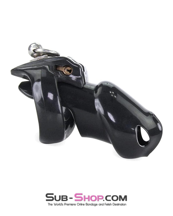 7790M Black Cock Cuff Lead Ring Medium Chastity Cage with Small Cock and Balls Cuff Chastity , Sub-Shop.com Bondage and Fetish Superstore