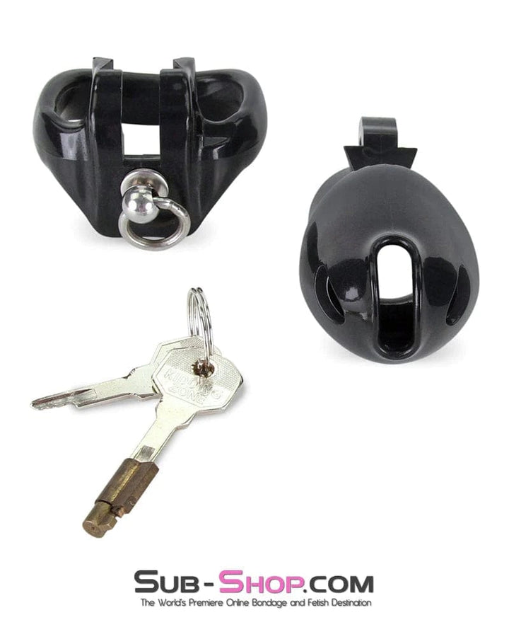 7790M Black Cock Cuff Lead Ring Medium Chastity Cage with Small Cock and Balls Cuff Chastity , Sub-Shop.com Bondage and Fetish Superstore