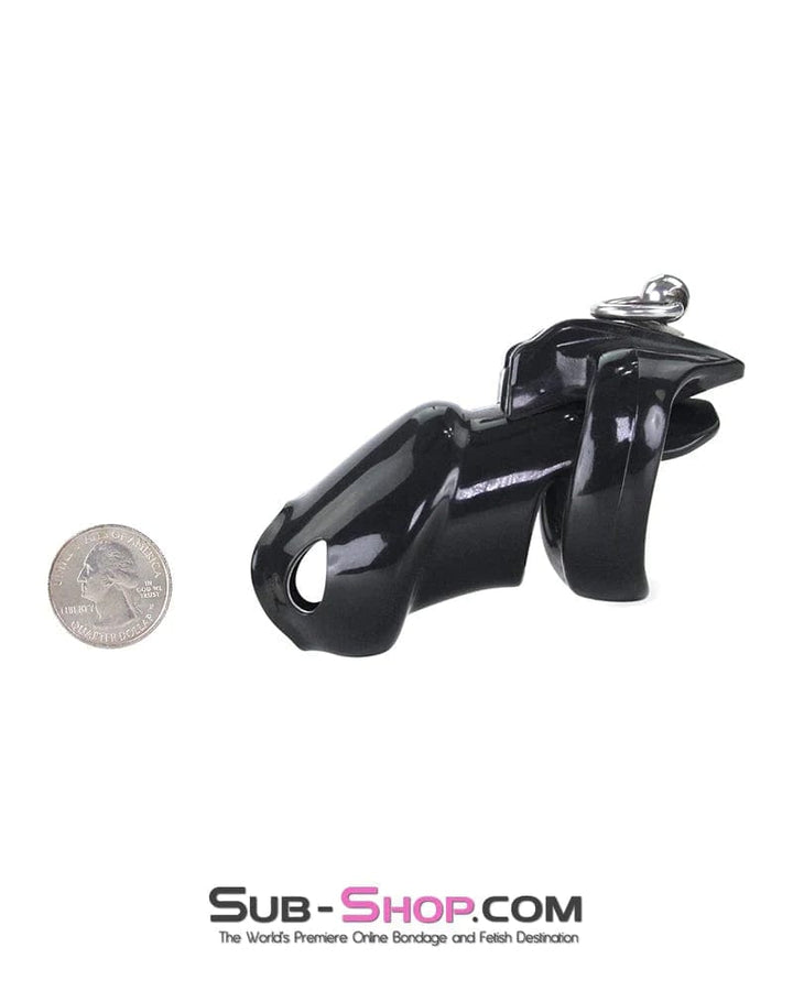 7790M Black Cock Cuff Lead Ring Medium Chastity Cage with Small Cock and Balls Cuff Chastity , Sub-Shop.com Bondage and Fetish Superstore