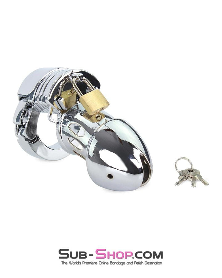 7889M      Locked Away Steel Locking Chastity With 3 Length Spacers and 5 Cock Cuff Size Positions Chastity   , Sub-Shop.com Bondage and Fetish Superstore