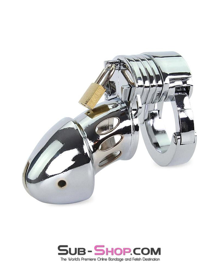 7889M      Locked Away Steel Locking Chastity With 3 Length Spacers and 5 Cock Cuff Size Positions Chastity   , Sub-Shop.com Bondage and Fetish Superstore