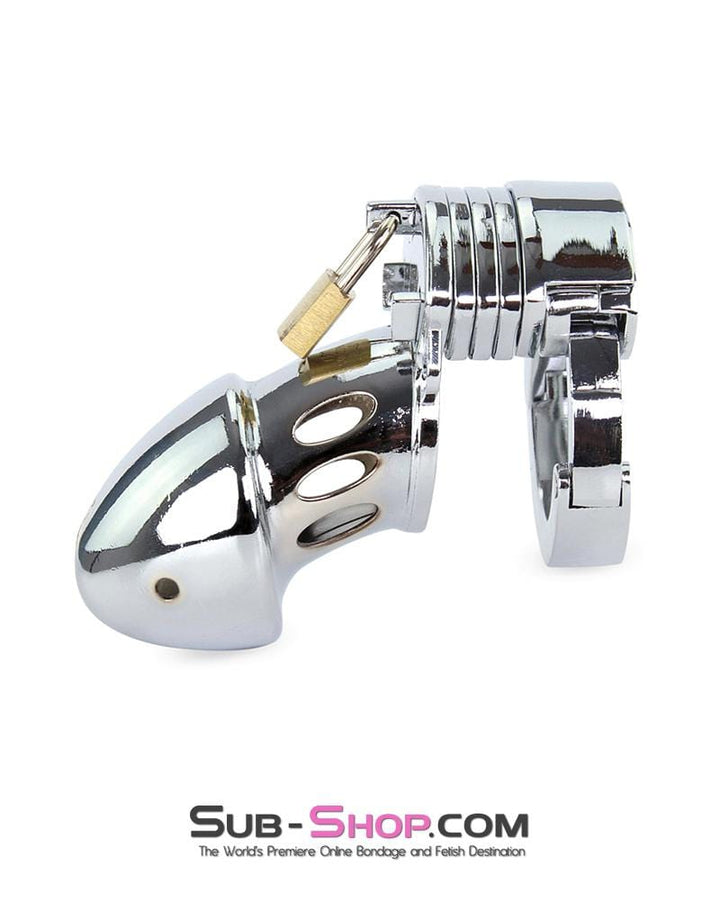 7889M      Locked Away Steel Locking Chastity With 3 Length Spacers and 5 Cock Cuff Size Positions Chastity   , Sub-Shop.com Bondage and Fetish Superstore