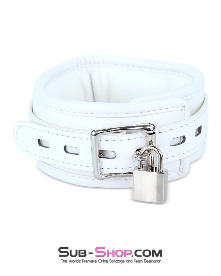 7251RS      Corrupt Me White Padded Bondage Collar and Leash Set Collar   , Sub-Shop.com Bondage and Fetish Superstore