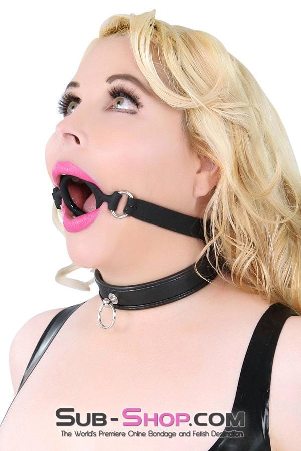 0806M-SIS      Sissy Slave Minx Sissy Submissive Locking 2" Wide Black Silicone Comfort Ring Gag Sissy   , Sub-Shop.com Bondage and Fetish Superstore