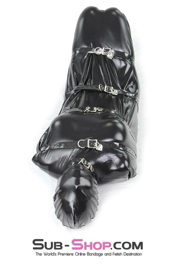 8727LB      Shiny Black Spandex Full Hooded Body Sack Body Sack   , Sub-Shop.com Bondage and Fetish Superstore