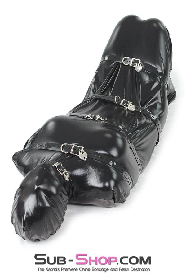 8727LB      Shiny Black Spandex Full Hooded Body Sack Body Sack   , Sub-Shop.com Bondage and Fetish Superstore