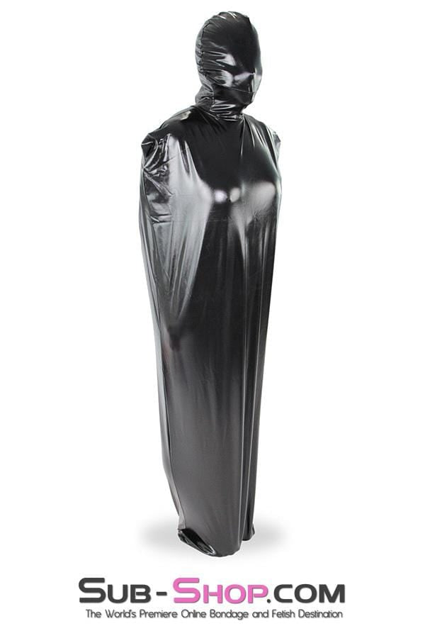 8727LB      Shiny Black Spandex Full Hooded Body Sack Body Sack   , Sub-Shop.com Bondage and Fetish Superstore