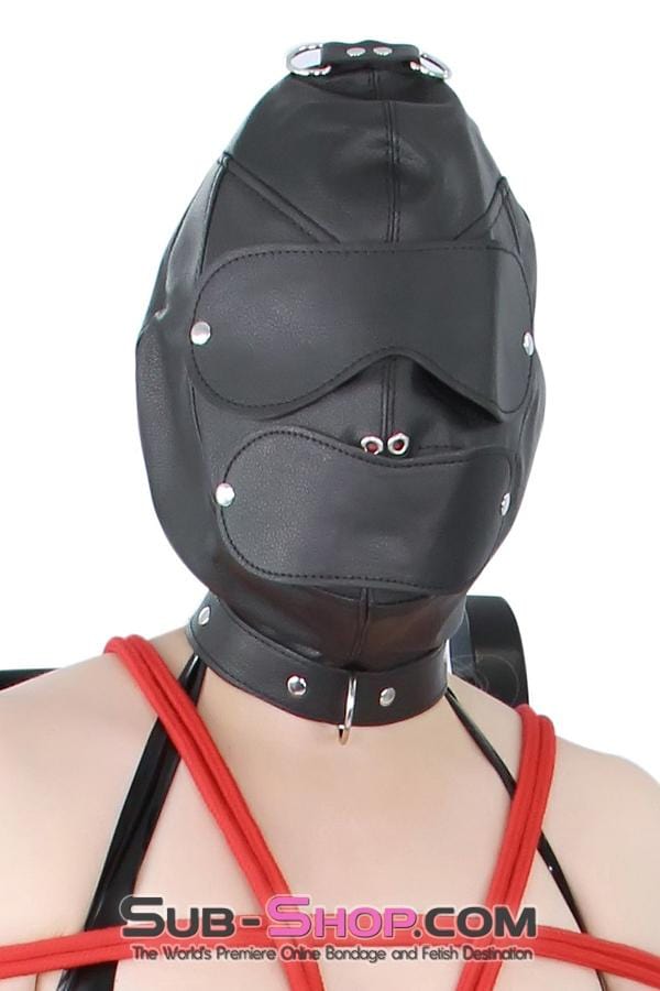 8814RS      Matte Punishment Hood with Collar and Removable Blindfold & Gag Hoods   , Sub-Shop.com Bondage and Fetish Superstore