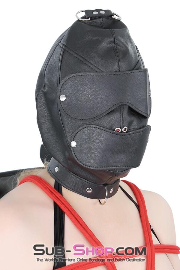 8814RS      Matte Punishment Hood with Collar and Removable Blindfold & Gag Hoods   , Sub-Shop.com Bondage and Fetish Superstore