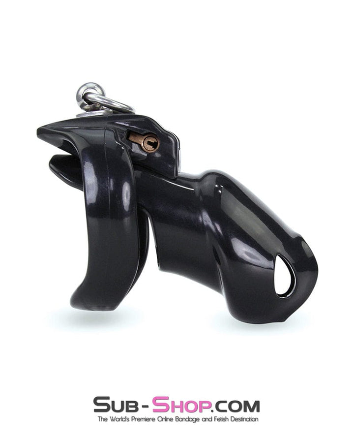 8879M      Long Black Cock Cage with Lead Ring and Large Cock Cuff Ring Chastity   , Sub-Shop.com Bondage and Fetish Superstore