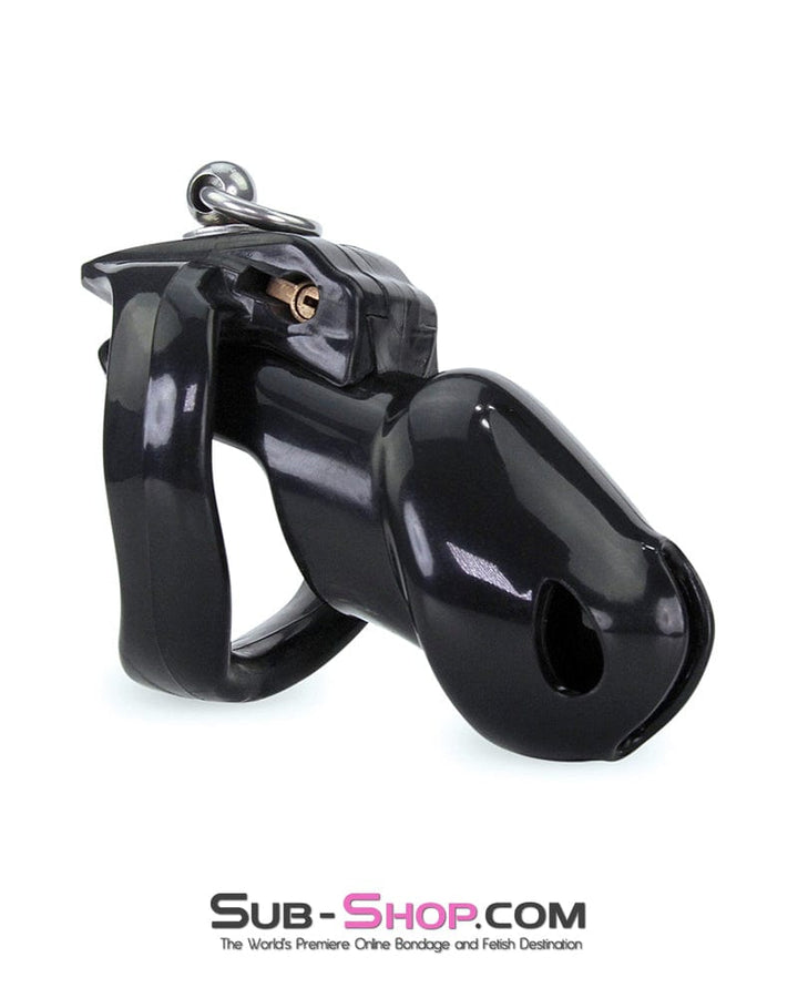 8879M      Long Black Cock Cage with Lead Ring and Large Cock Cuff Ring Chastity   , Sub-Shop.com Bondage and Fetish Superstore