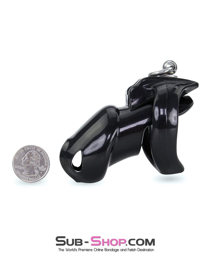 8879M      Long Black Cock Cage with Lead Ring and Large Cock Cuff Ring Chastity   , Sub-Shop.com Bondage and Fetish Superstore