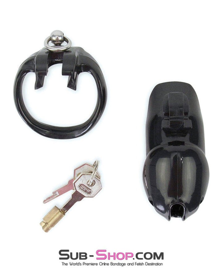 8879M      Long Black Cock Cage with Lead Ring and Large Cock Cuff Ring Chastity   , Sub-Shop.com Bondage and Fetish Superstore