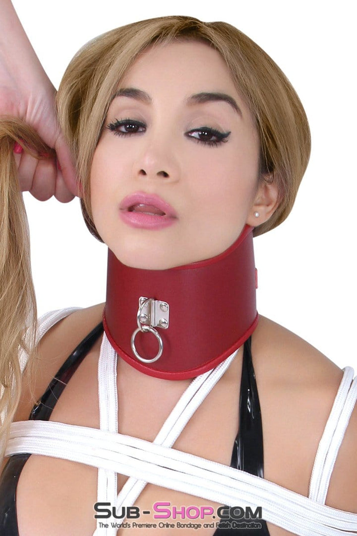 8913M      Cherry Red Bondage Slave Posture Collar Collar   , Sub-Shop.com Bondage and Fetish Superstore