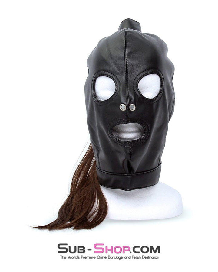 8921M      Ponygirl Open Mouth and Eyes Bondage Hood with Ponytail Hoods   , Sub-Shop.com Bondage and Fetish Superstore