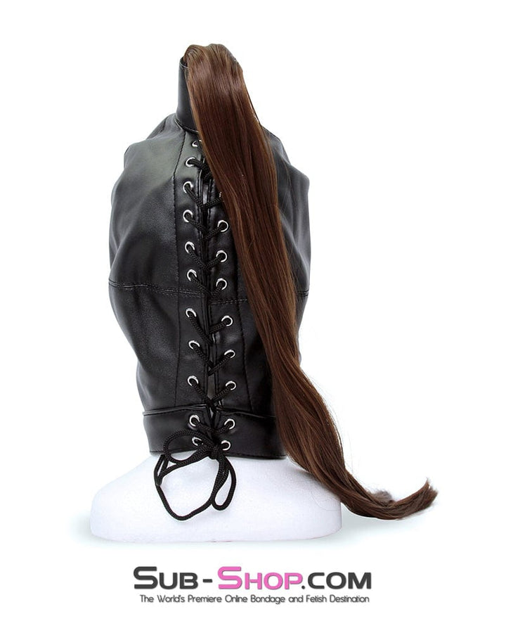 8921M      Ponygirl Open Mouth and Eyes Bondage Hood with Ponytail Hoods   , Sub-Shop.com Bondage and Fetish Superstore