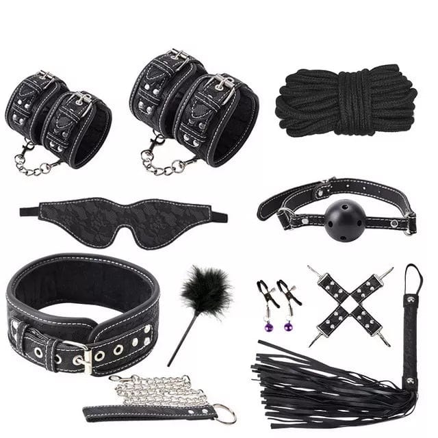 8928DL      Leatherette and Lace 10 Piece Complete Bondage Kit Bondage Set   , Sub-Shop.com Bondage and Fetish Superstore