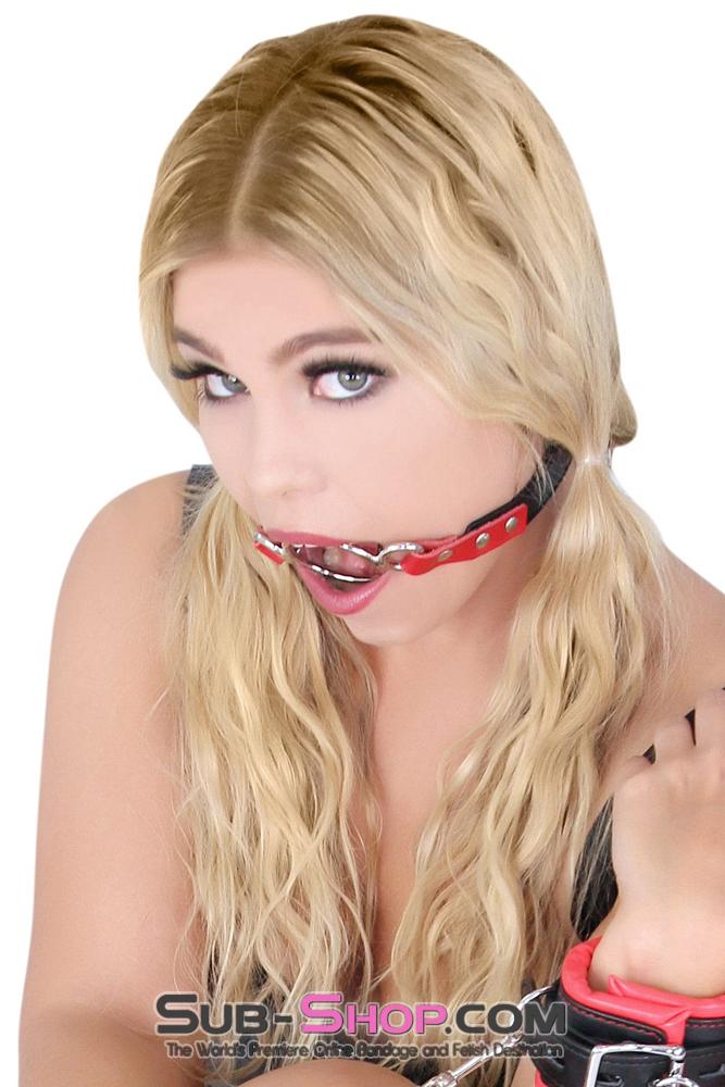 8982MQ      Open Mouth Ring Gag with Tongue Depressor, Black and Red Gags   , Sub-Shop.com Bondage and Fetish Superstore