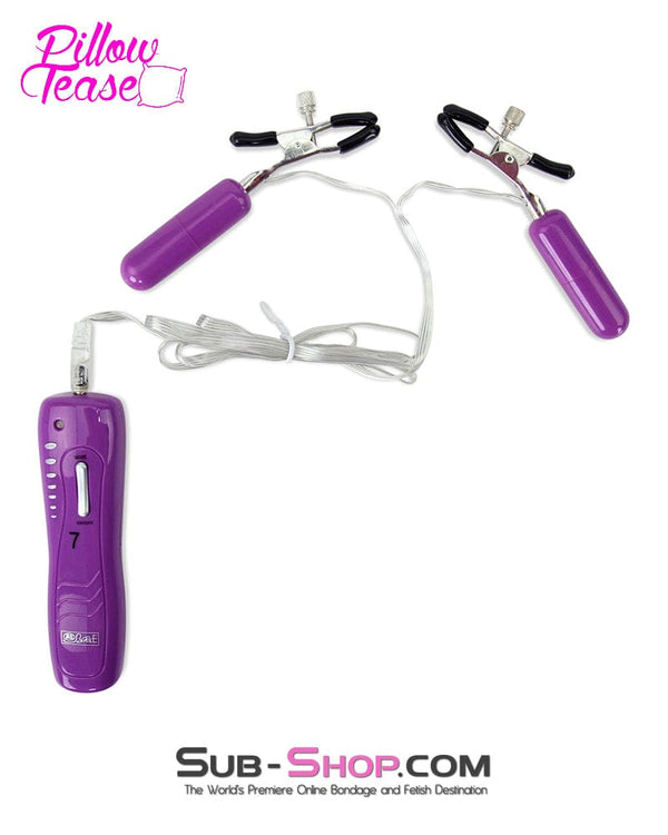 9007M      7 Function Vibrating Purple Nipple Clamps Set Nipple Clamp   , Sub-Shop.com Bondage and Fetish Superstore