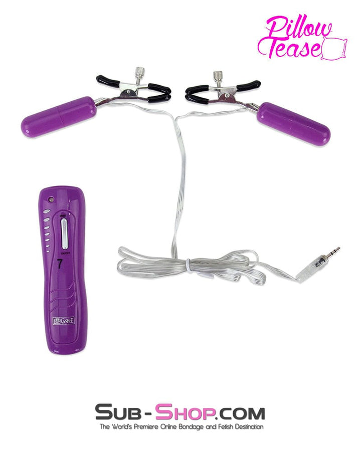 9007M-SIS      Prissy Sissy Accessory 7 Sissy Mistress Function Vibrating Purple Nipple Clamps Set Sissy   , Sub-Shop.com Bondage and Fetish Superstore