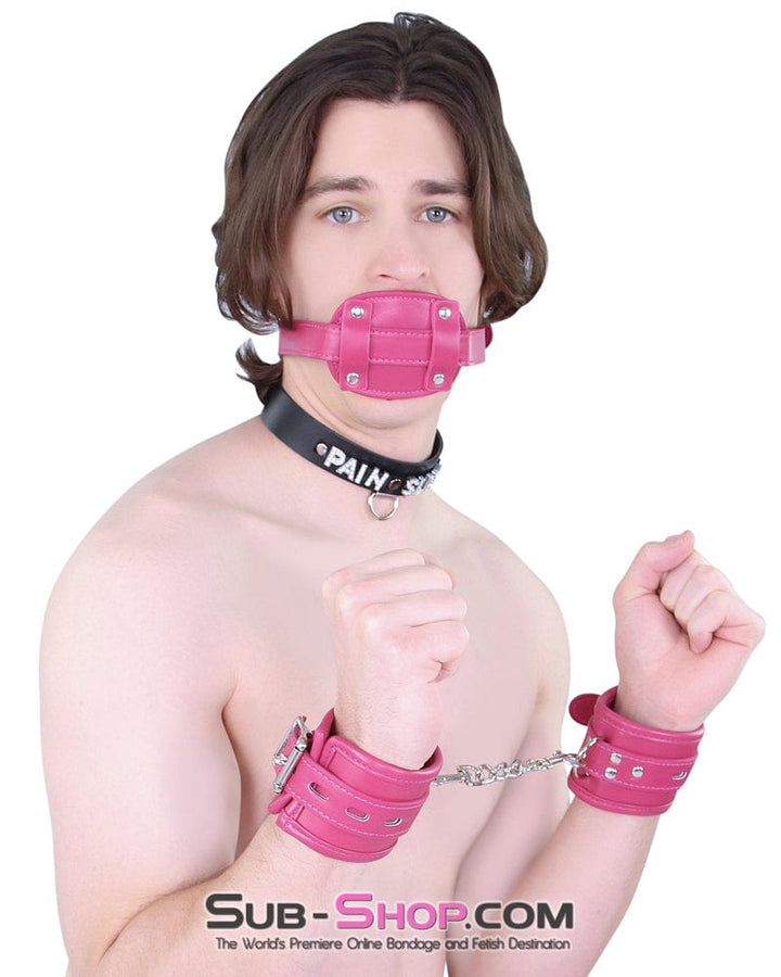 9054DL      Deep Throat Sex Bomb Pink Locking 4" Long Rubber Penis Gag Gags   , Sub-Shop.com Bondage and Fetish Superstore