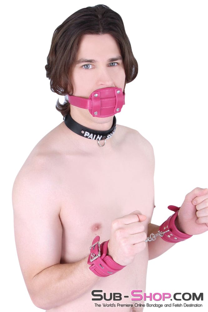 9054DL      Deep Throat Sex Bomb Pink Locking 4" Long Rubber Penis Gag Gags   , Sub-Shop.com Bondage and Fetish Superstore