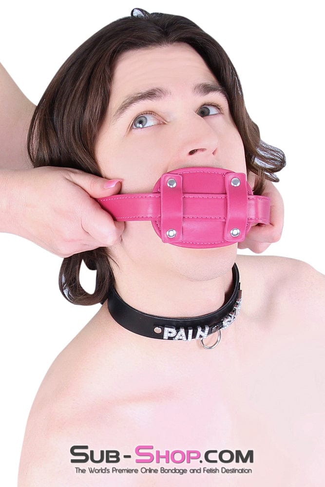 9054DL      Deep Throat Sex Bomb Pink Locking 4" Long Rubber Penis Gag Gags   , Sub-Shop.com Bondage and Fetish Superstore